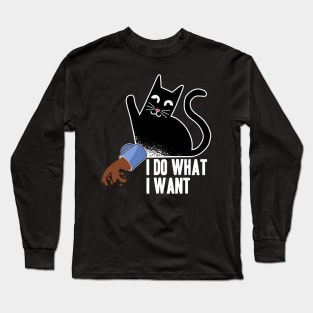 I Do What I Want Funny Cat Coffee Design for Cat Kitty Lovers Long Sleeve T-Shirt